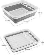 THANSTAR Collapsible Dish Drying Rack Portable Dinnerware Drainer Organizer for Kitchen RV Campers Travel Trailer Space Saving Kitchen Storage Tray