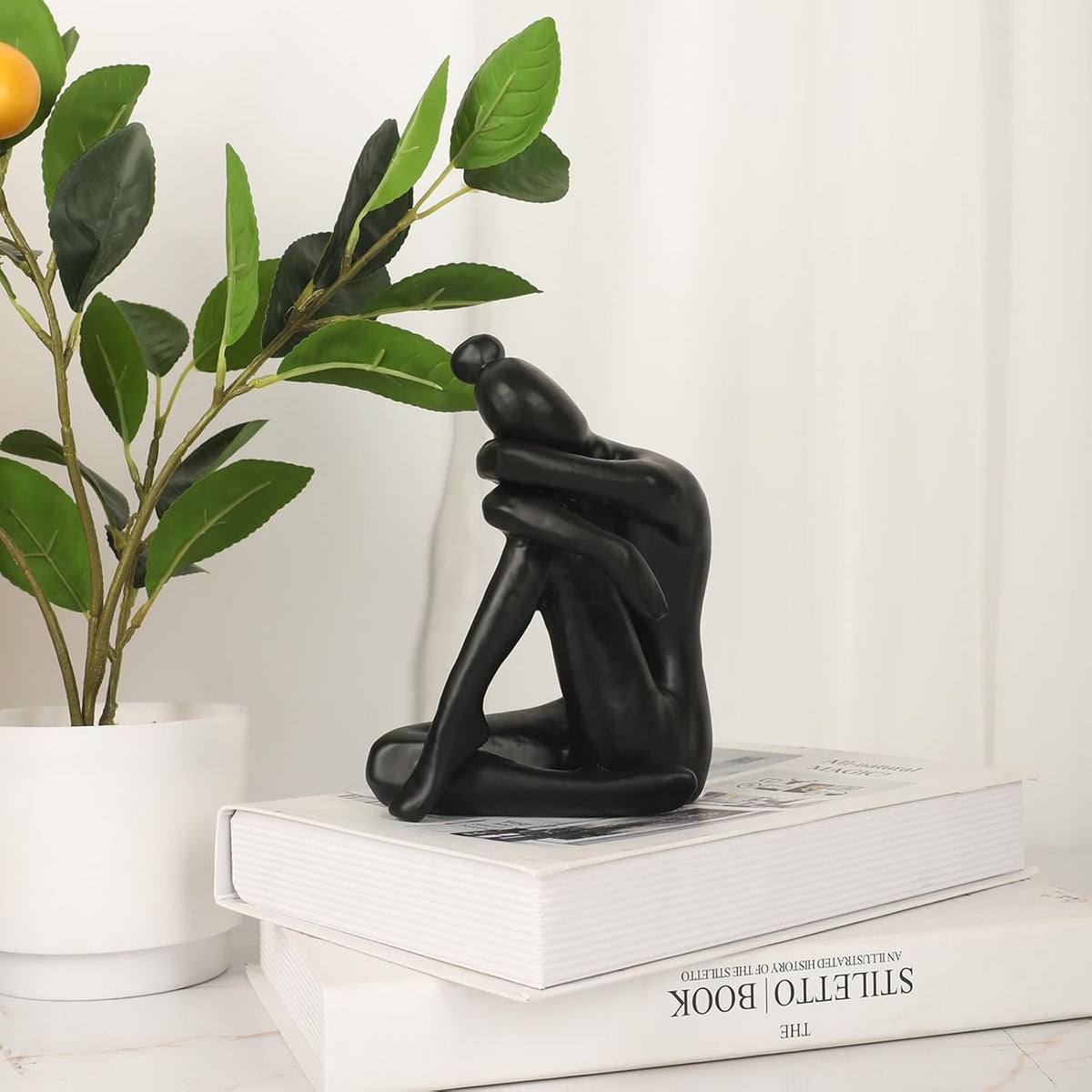 Unique Cast Iron Girl Thinker Bookends, Heavy-Duty Decorative Book Stoppers for Shelves, Creative Home and Office Desk Ornaments, 1 Pair/2 Pieces, 5.9"