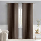 MIULEE Chocolate Brown Back Tab Blackout Curtains 52"x84" Long 2 Panels Set | by MIULEE