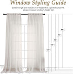 Ivory Bedroom Curtains 2 Panel Sets 90 Inch Length, 59 Inch Extra Wide Light - Image 2
