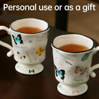 360ml -12.17oz Painted Butterfly Ceramic Mug - Cute Coffee Cup for Latte, Espresso - Gift for Women, Dishwasher Safe