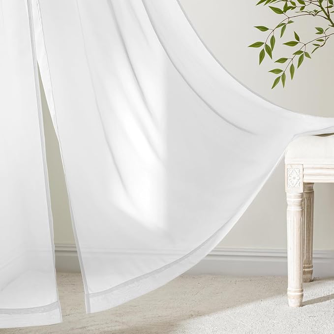 MIULEE White Short Sheer Curtains 36 Inches Long 4 Panels 42 x 36 Inches | - Image 6