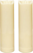 CANDLE CHOICE Waterproof Outdoor Battery Operated Flameless Candles with Auto Timer Flickering Plastic Resin Electric LED Slim Pillar Lights for Lantern Patio Garden Wedding Decorations 2”x7” 2 Pack