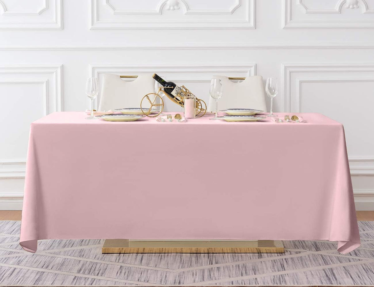 Surmente Pink Tablecloth 90 x 132-inch Rectangular Polyester Table Cloth for Weddings, Banquets, or Restaurants