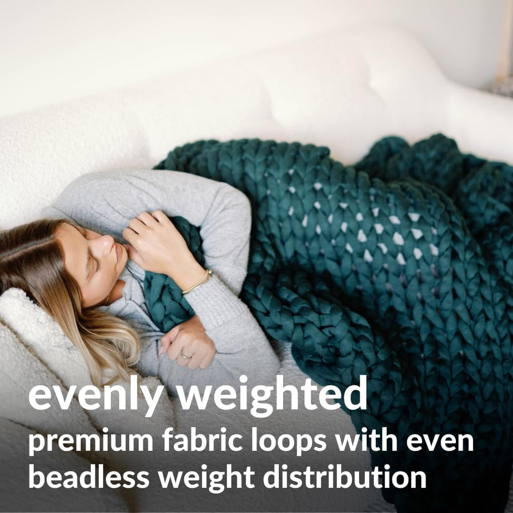 Nuzzie Chunky Knit Blanket - Breathable, Cooling, Hand Made Knit Throw Blanket for Sleep - Machine Washable, Stylish Decor Design (Forest Green, Full | 16lbs | 48"x72")