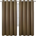 Blackout Curtains 66 x 72 Inch Long Brown Curtains Set of 2 Panels Room - Image 2