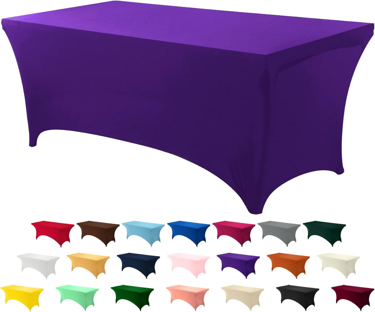 Utopia Kitchen 6FT Spandex Tablecloth [1 Pack, Purple] 200 GSM Stretch, Fitted, Washable and Wrinkle Resistant Table Cloth Rectangle Cover for Trade Shows, Wedding, Parties [72Lx30Wx30H Inch]