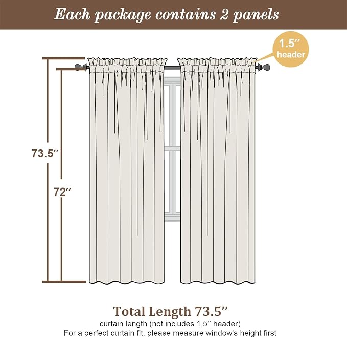 Chyhomenyc Sheer Curtains 72 Inch Length 2 Panels - Image 3
