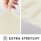PureFit Stretch Oversized Couch Covers Fleece Sofa Slipcovers Ivory | 1-Piece - Image 3