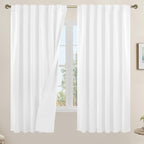 Full Blackout Linen Curtains 60 Inch by LAMIT