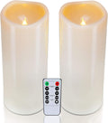 Homemory 4" x 10" Large Waterproof Outdoor Flameless Candles, Battery Operated LED Pillar Candles with Remote and Timers for Indoor Outdoor Lanterns, Long Lasting, Dark Ivory, Set of 2