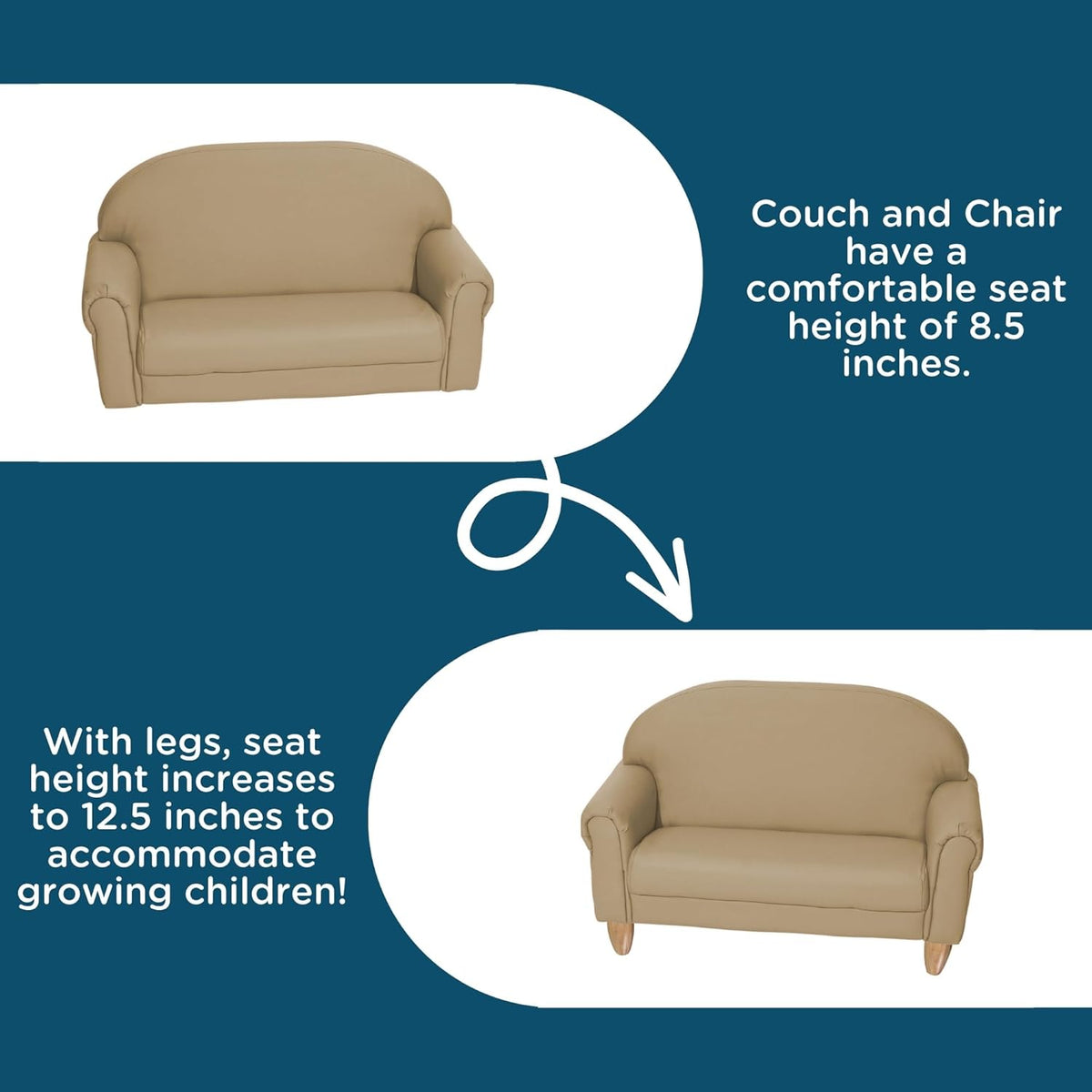 Children's Factory As We Grow Toddler Sofa, Flexible Seating for Daycare or Preschool, Kids Reading Couch, Playroom Furniture, Buff
