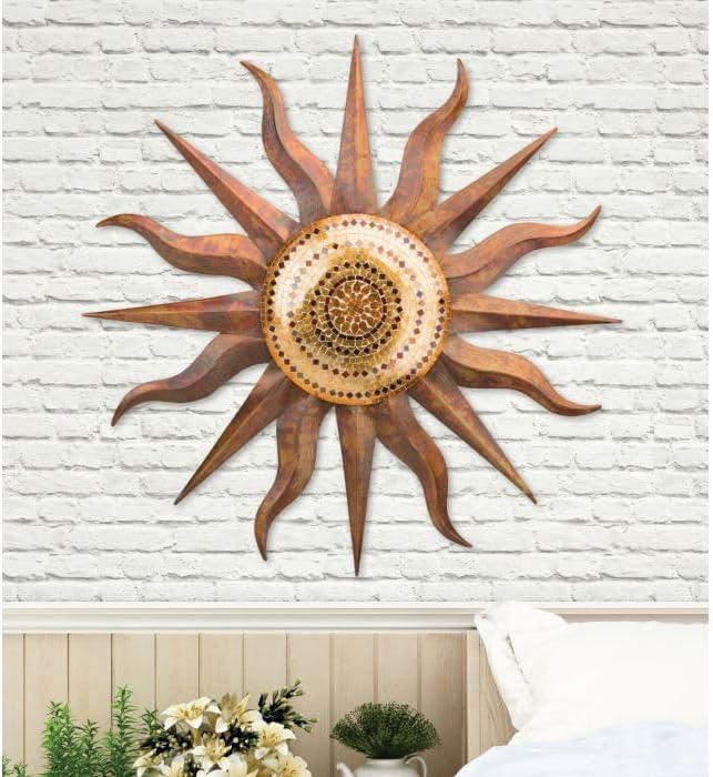Regal Art & Gift Rainbow Copper Large Metal Sun Wall Decor - 36 Inch | Indoor Outdoor Rust-Resistant Sunburst Sculpture | Eye-Catching Metal Sun Wall Art Accent for Patio, Garden, Living Room