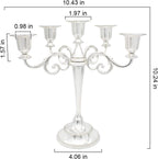 Metal Candelabra 5-Candle 10.1 Inch Tall Candle Holder Stick for Home Wedding Event and Party Festival,Silver