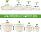Quarut 12 Inch Large Planter Pot for Plants Indoor Outdoor, 4 Pack Plastic Flower Pots with Drainage Hole & Tray, Modern Decorative Garden Pot with Saucer, Plant Container for House（White）