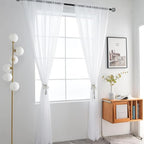 SpaceDresser Sheer White Curtains 4 Panels Rod Pocket Semi-Sheer Curtain 63 - Image 3