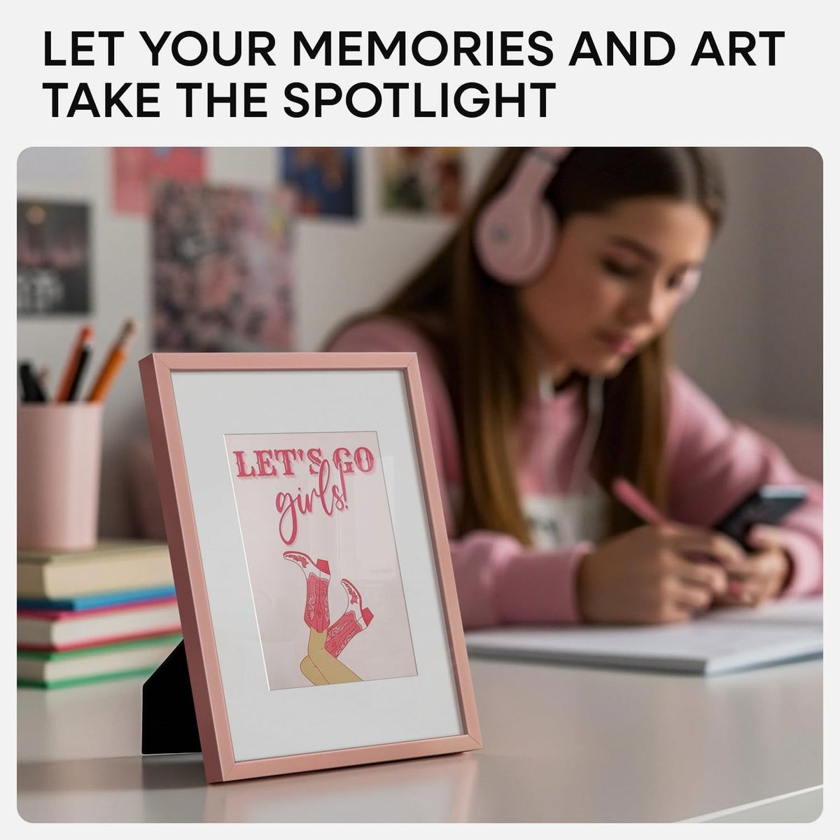 Homeforia A5 Frame Rose Gold, High End Metal 5.8 x 8.3 Picture Frames Matted to 4.1 by 5.8 inch Art, A5 Display Photo Frame with Mat A6, 5.8x8.3 Rose Poster Frames, Tempered Glass, Wall Kit, Set of 1