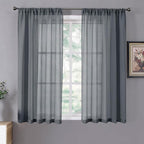 Tollpiz Short Sheer Curtain Living Room Linen Textured Curtains Sheer Light by Tollpiz