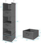 MAX Houser 6 Tier Shelf Hanging Closet Organizer, Closet Hanging Shelf with 2 Sturdy Hooks for Storage, Foldable (Grey-D3)