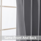 Yakamok Grey Room Darkening Curtains 52x90 inch Gray Grommet-Living Room | 2 - Image 6