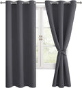 Grommet Blackout Curtains for Bedroom, 42 x 63 Inches, Dark Grey | Thermal by Hiasan