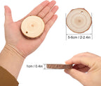 120 PCS 2-2.4 Inch Unfinished Wood Slices, Natural Wood Slices, Predrilled with Hole Wood Slice for DIY Arts Craft Christmas Ornaments