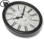 Menterry Oval Retro Wall Clock, Rustic Vintage Style, Black Antique Design, Battery Operated Silent Decor Large Wall Clocks for Kitchen,Farmhouse,Office (15.5" H x 10.5" W)