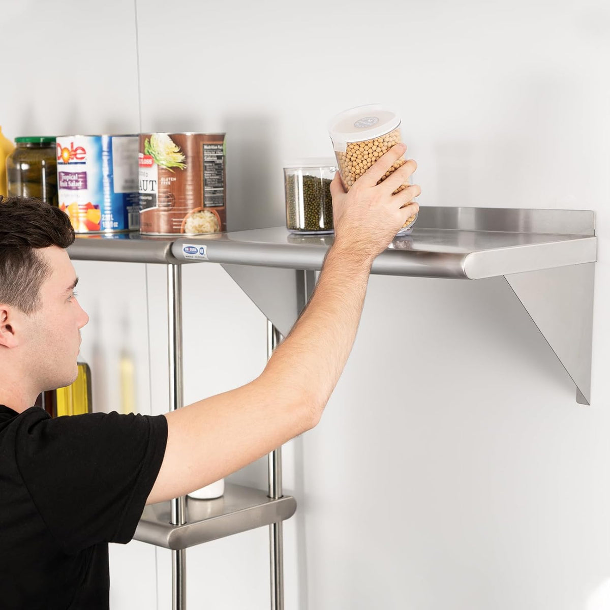HARDURA Stainless Steel Shelf 12" x 60", 290lb Commercial Shelves Wall Mount Metal Shelving with Backsplash and Brackets for Kitchen, Restaurant, Laundry Room and Home