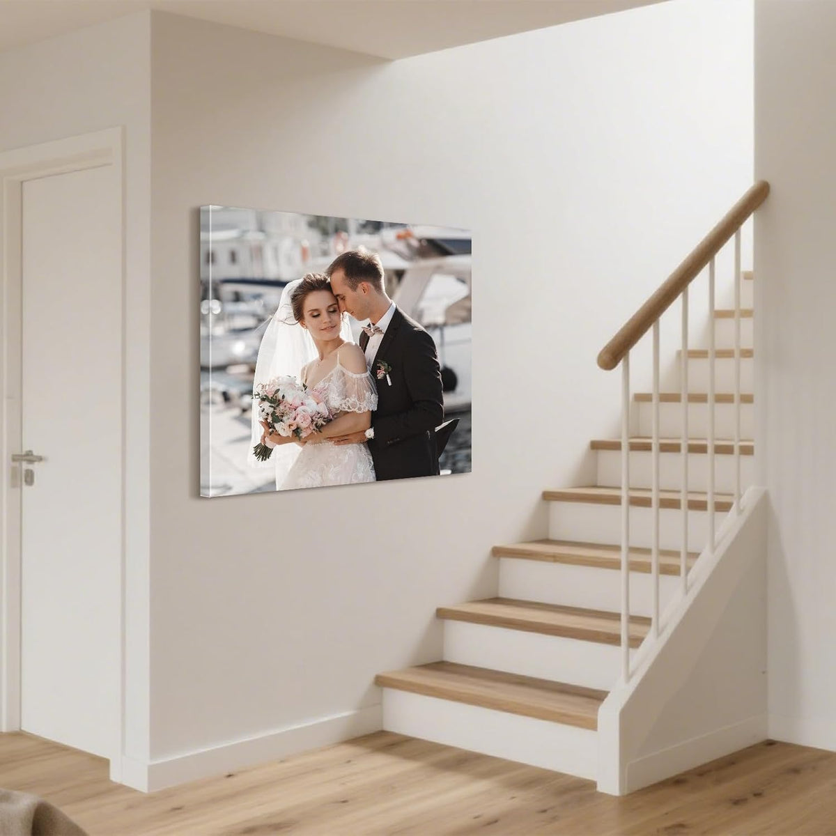 Personalized Custom Canvas Prints with Your Photos & Text, Customized Picture Print, Transform Own Images Into Framed Wall Art Digitally Printed Photo to Canvas, Keepsakes Gifts for Family 12x12’’