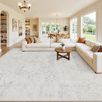 8x10 Area Rugs Living Room: Bedroom Washable Carpet Neutral Cream | Large - Image 8