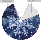 36" Blue Snowflakes Christmas Tree Skirt, Tree Mat Base Cover for Xmas Festive Holiday Party Decoration Ornaments