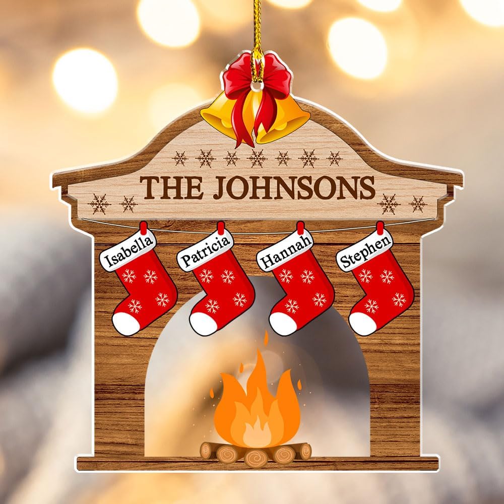Stocking Personalized Family Christmas Acrylic Ornament 2025-3D Inflated Effect Custom Name Hanging Stock up to 10 Members, First Xmas as A Family Ornament Gifts