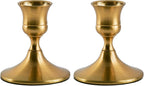 Gold Taper Candle Holder, Brass Candlestick Holders, Vintage Metal for Table Centerpieces Wedding Christmas Decor (Gold, 2 Pcs)
