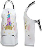 Chef Apron for Men Unicorn Queen Magic Eyes Eyelashes Vintage Aprons for Women for Kitchen Cooking Restaurant BBQ Painting Crafting 27” (W) x 31” (H), Waterproof Apron