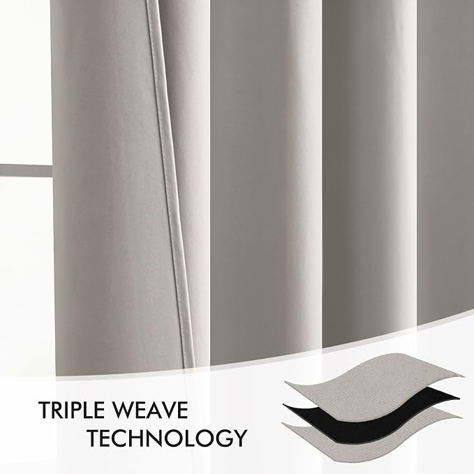 MIULEE Cobblestone Back Tab Blackout Curtains 52x96 Inch Long 2 Panels Set | - Image 6