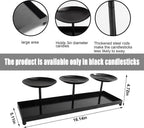 3 Pillar Black Metal Candle Holders for Table Centerpiece, Fall Thanksgiving & Halloween Dining Table, Fireplace Mantel Decor, Tray Candlestick for Living Room Rustic Decorations