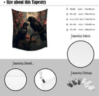 Mystic Gothic Raven Tapestry Halloween Crow Decor Vintage Dark Academia Bedroom Tapestries Retro Art Aesthetic Wall Tapestry for Bedroom Dorm Living Room white