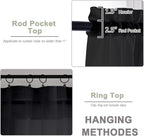 Black Sheer Curtains 68 Inch Length 2 Panels Set - Image 5
