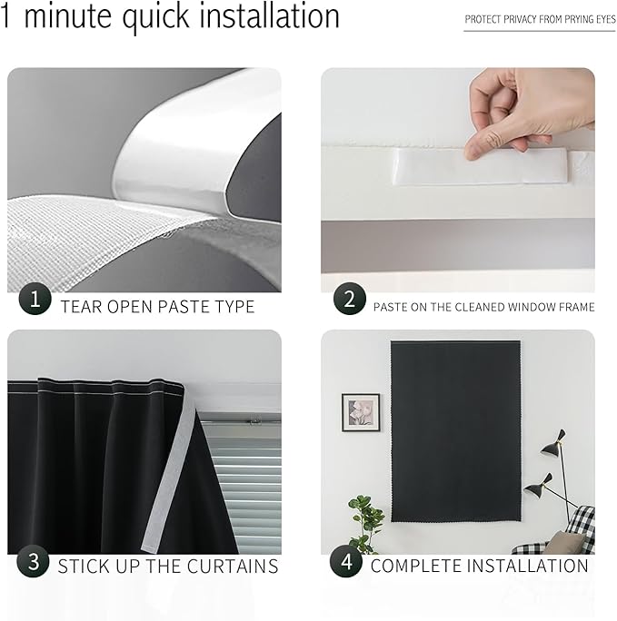 Stick On Blackout Curtains No Drill Required Self Adhesive Window Coverings - Image 3