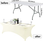 Spandex Table Cover for 8FT or 4ft or 6ft Table Universal Fitted Stretch Tablecloth for Party, Banquet, Wedding and Events-Ivory