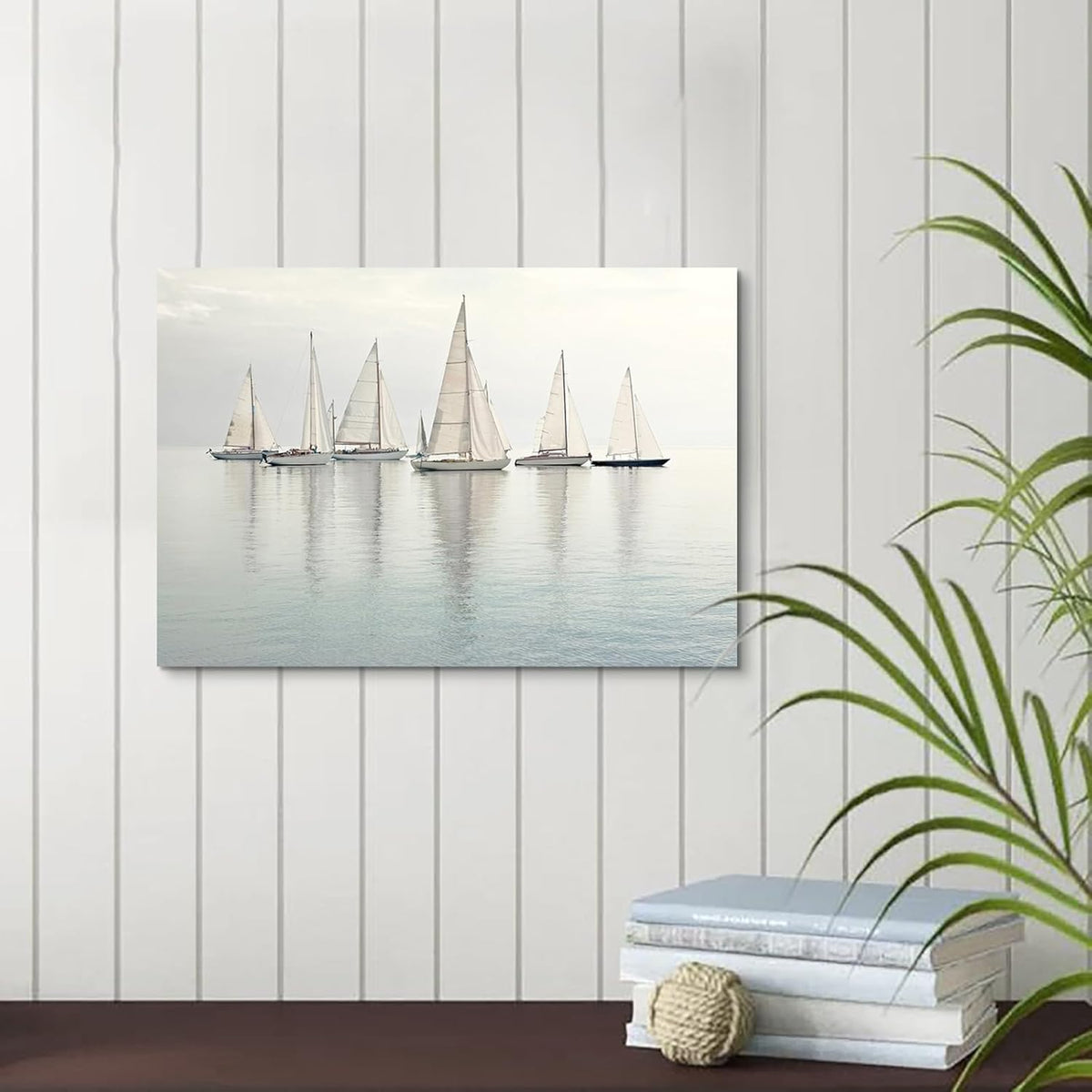 Nautical Sailing Picture Wall Art - Coastal Sailboat Canvas Ocean Ship Prints Sea Level Boat Painting Artwork for Bathroom