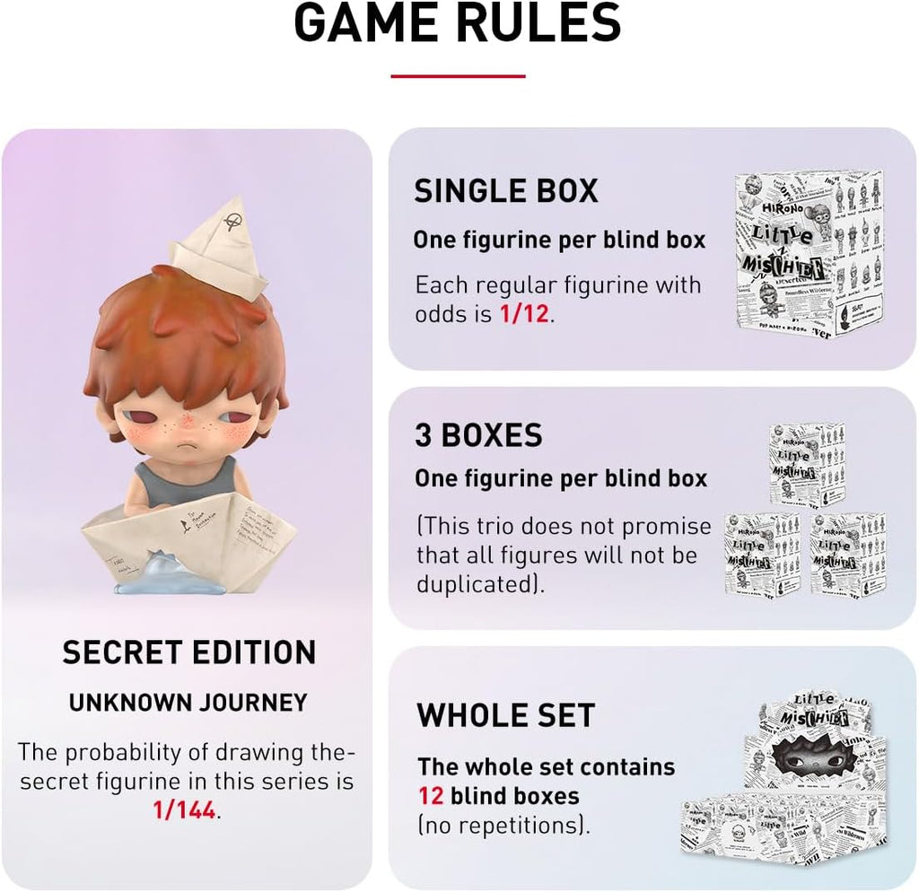 POP MART HIRONO Little Mischief Series, Hirono Blind Box Figures, Random Design Action Figures Collectible Toys Home Decorations, Holiday Birthday Gifts for Girls and Boys, Single Box