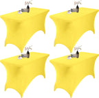 4Pack Spandex Waterproof Table Covers 4ft，Spandex 4ft Waterproof Table Cover for Party,Wedding, Banquet, and Events(Yellow)