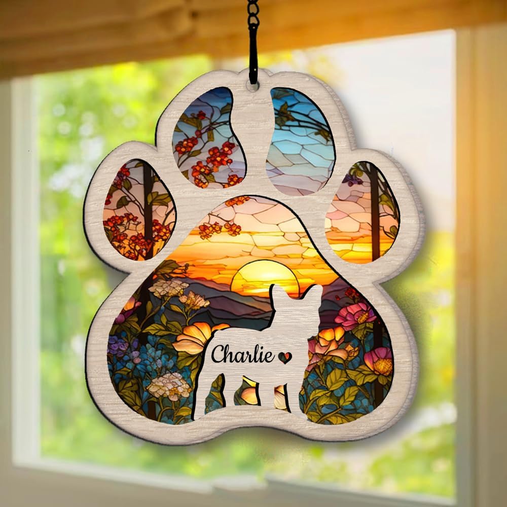 Personalized French Bulldog Suncatcher Dog Memorial Gifts, Custom French Bulldog Ornament Christmas Tree, Pet Remembrance Gift, Loss of Dog Sympathy Gift, Pets Memorial Ornament, Pet Loss Suncatcher