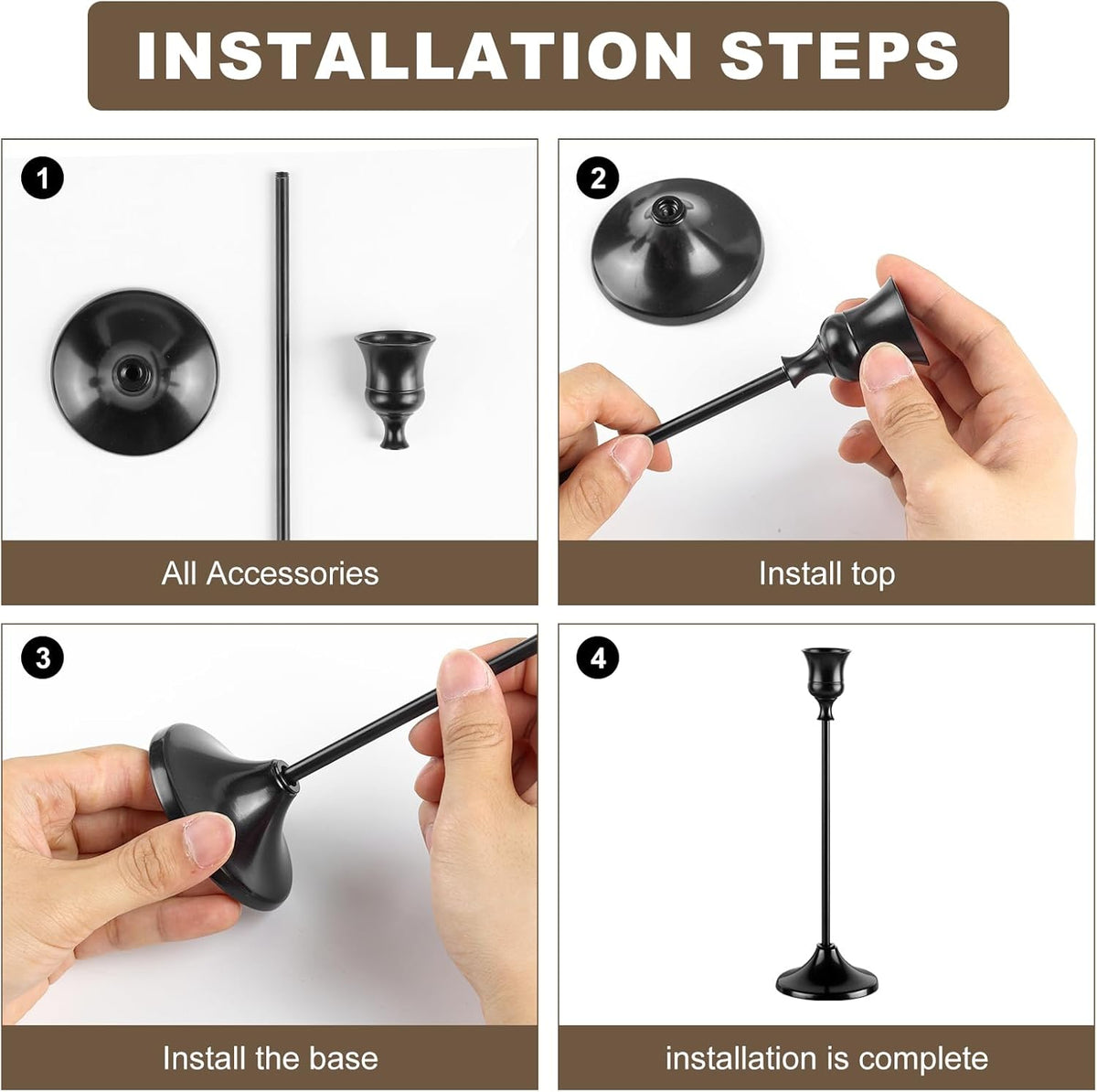 Candlestick Holders, 6PCS Metal Taper Candle Holder, Black Candle Holders for Candlesticks, Candle Holder for Halloween Decorations