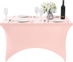 SuperO 2Pack Waterproof Spandex Table Cover for 4FT Table Universal Fitted Stretch Tablecloth for Party, Banquet, Wedding and Events-Blush Pink