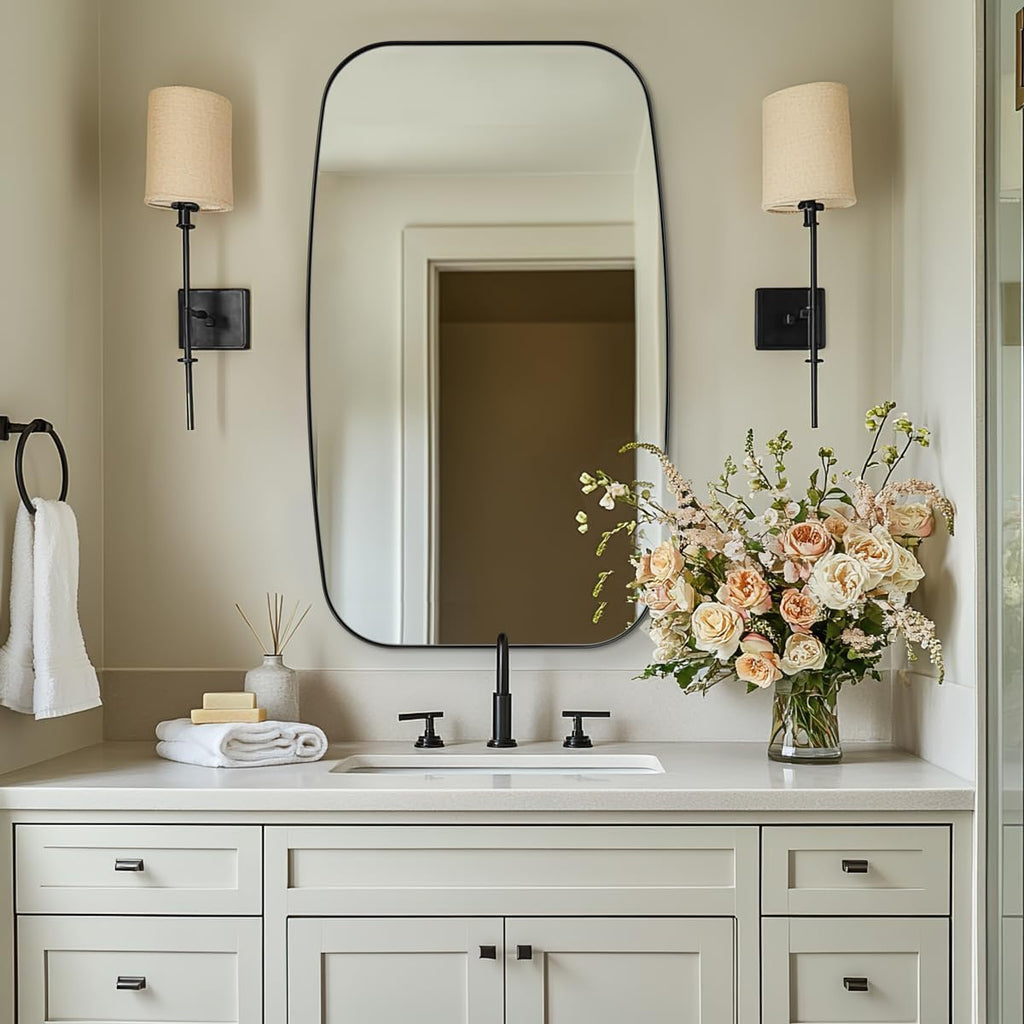 ANDY STAR Oval Mirrors for Bathroom, 20x30’’ Black Bathroom Vanity Mirror with Metal Frame, Black Oblong Bathroom Mirror for Over Sink, Modern Anti Rust Wall Mounted