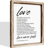 Love Wood Signs, Christian Wooden Wall Sign, Master Bedroom Signs, Inspirational Christian Gift, Home Decor, Framed Wall Plaque Sign 15 * 11.5 inches, Love is the Patient