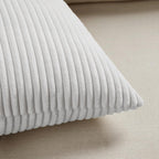 Fancy Homi 2 Packs White Lumbar Decorative Throw Pillow Covers 12x20 Inch for Living Room Couch Bed Sofa, Rustic Farmhouse Boho Home Decor, Soft Striped Corduroy Rectangle Accent Cushion Case 30x50 cm