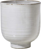 Serene Spaces Living Large Glazed Ceramic Pedestal Bowl- Centerpiece for Vintage Weddings, Events, Measures 7" Tall and 6.5" Diameter